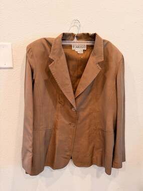 Carlisle Vintage 100% Silk Brown Blazer with Mother of Pearl Buttons Size 16